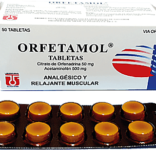 Orfetamol orfenadrina paracetamol x 50 tabletas para dolor muscular en El Salvador