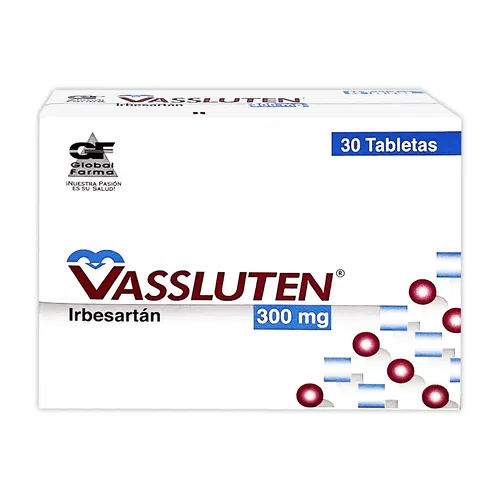 Vassluten 300Mg X 30 Tabletas (Irbesartán 300 mg) imagen del producto con envío a EE.UU. y Latinoamérica