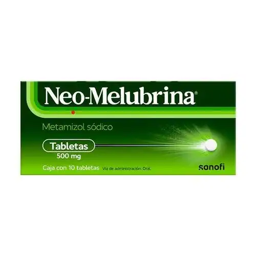 Tabletas Neo-Melubrina de 500 mg para tratamiento de síntomas.