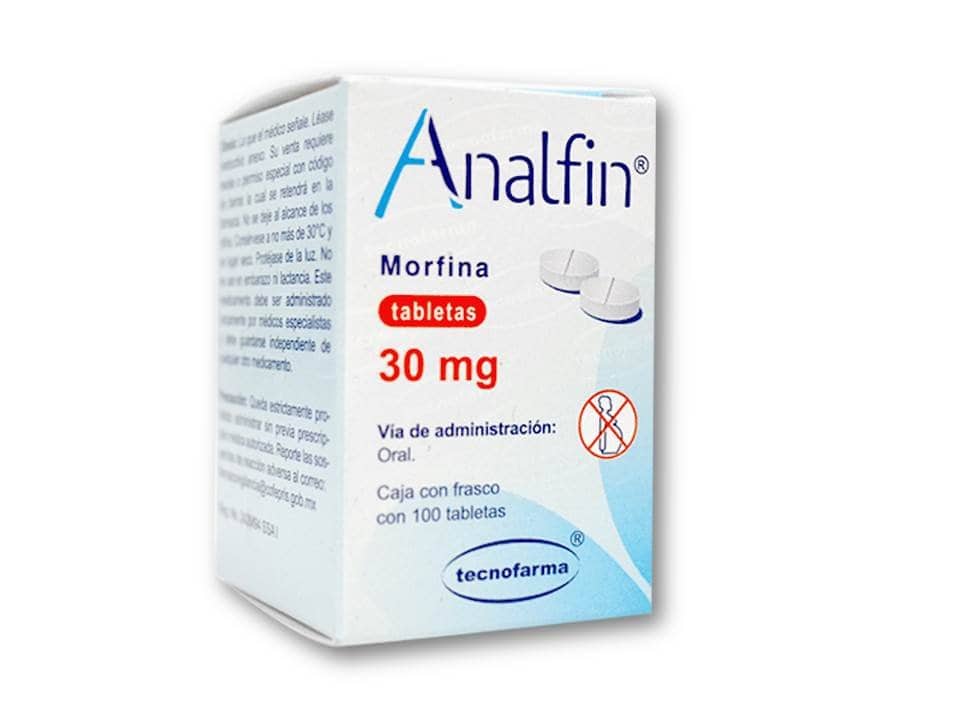 Medicamento Analfin 30 mg en tabletas para tratamiento de adicción y dependencia.
