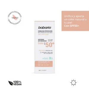 Crema Multiproteccion SPF 50+ Color Babaria 50 mL para protección solar facial