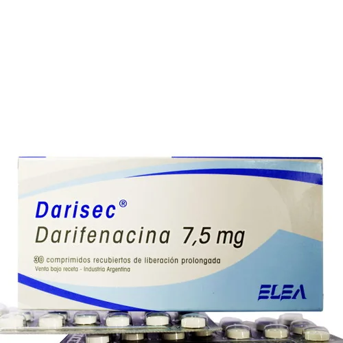 Caja de Darisec 7.5 mg con darifenacina en comprimidos