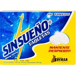 Sinsueño X 100 Tabletas, estimulante de energía y claridad mental