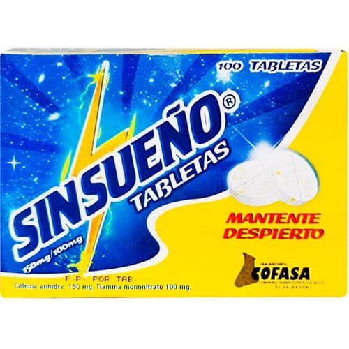 Sinsueño X 100 Tabletas Sinsueño X 100 Tabletas, estimulante de energía y claridad mental
