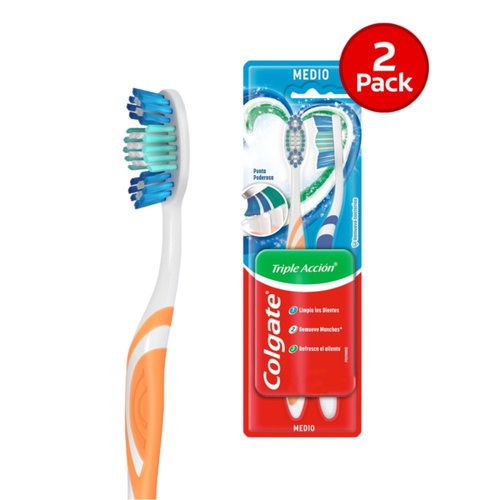 2Pack Cepillo Dental Colgate Triple Accion Mediano Cepillo Dental Colgate Triple Acción Mediano
