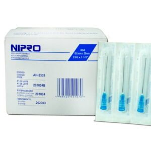 Aguja Nipro 23G X 1 Y 1/2 X 1 Aguja en empaque