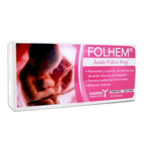 ácido fólico Folhem - Folhem Acido Folico 5Mg X 30 Tabletas