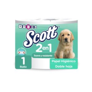 Papel Higiénico Scott 2 en 1 Doble Hoja 1 Rollo